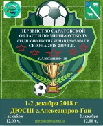 1-2 декабря 2018 г. в ДЮСШ с.Александров-Гай состоится Первенство Саратовской области по мини-футболу