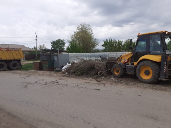 Очистка конейнерных площадок от отходов растительного  происхождения.